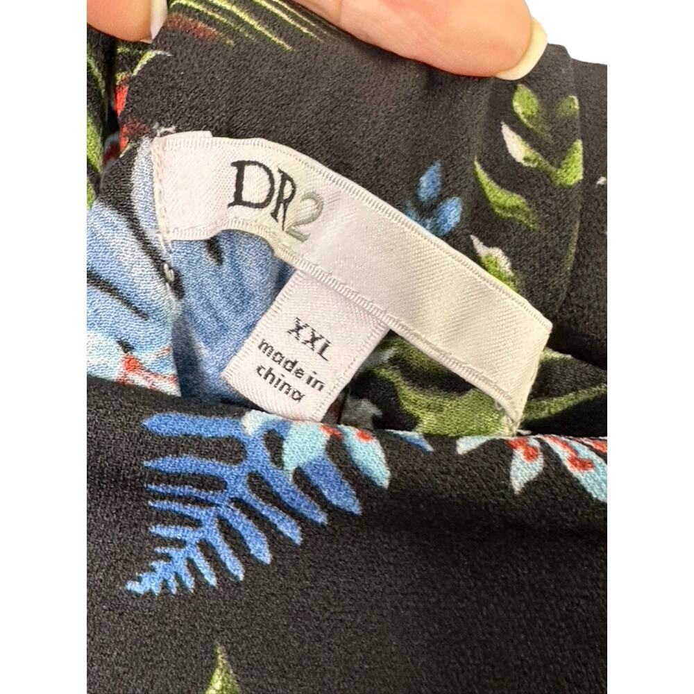 DR2 Black Hawaiian Print Skort Shorts Women's Size XXL Side Tie New - Picture 6 of 7